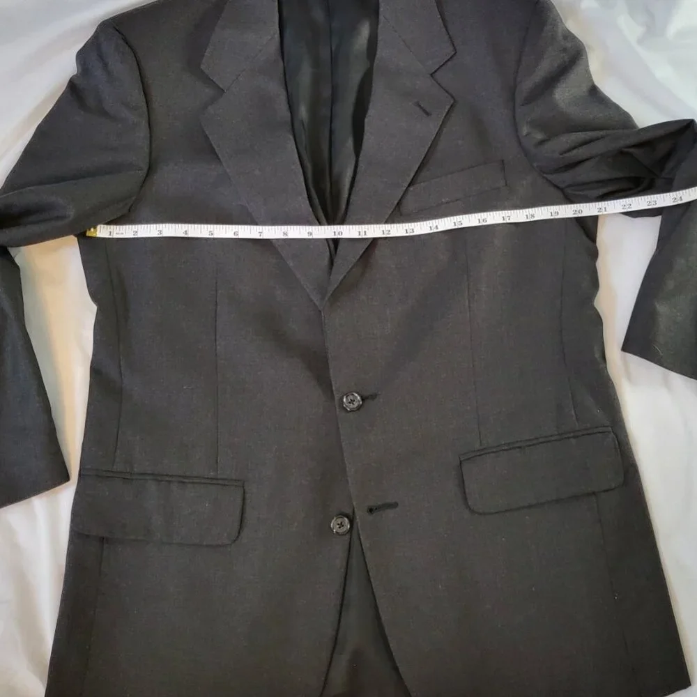 Vintage Burberrys Suit Jacket Sportscoat Super 100s Wool Black Men's 42R FLAWED